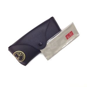 NEW Ray-Ban Genuine Black Sunglasses Eyeglasses Case with Cleaning Cloth
